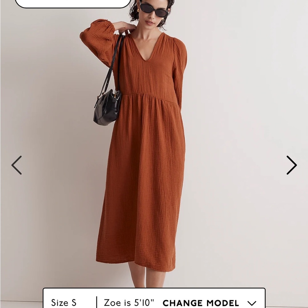 Madewell Lightspun V-Neck Midi Dress XXS